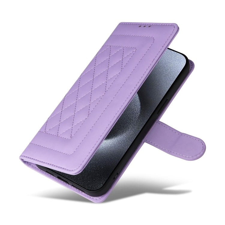 For iPhone 15 Pro Max Diamond Lattice Leather Flip Phone Case