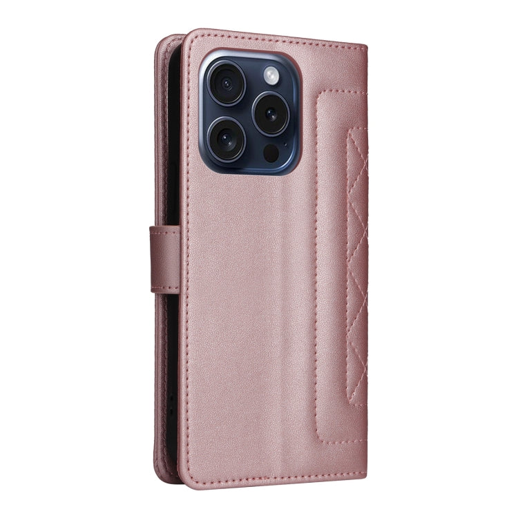 For iPhone 15 Pro Max Diamond Lattice Leather Flip Phone Case