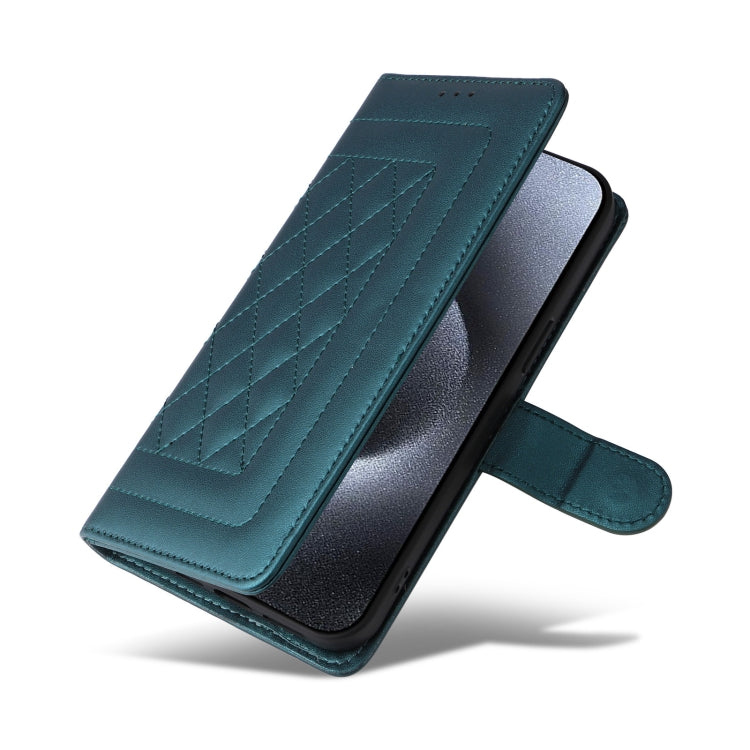 For iPhone 15 Pro Max Diamond Lattice Leather Flip Phone Case