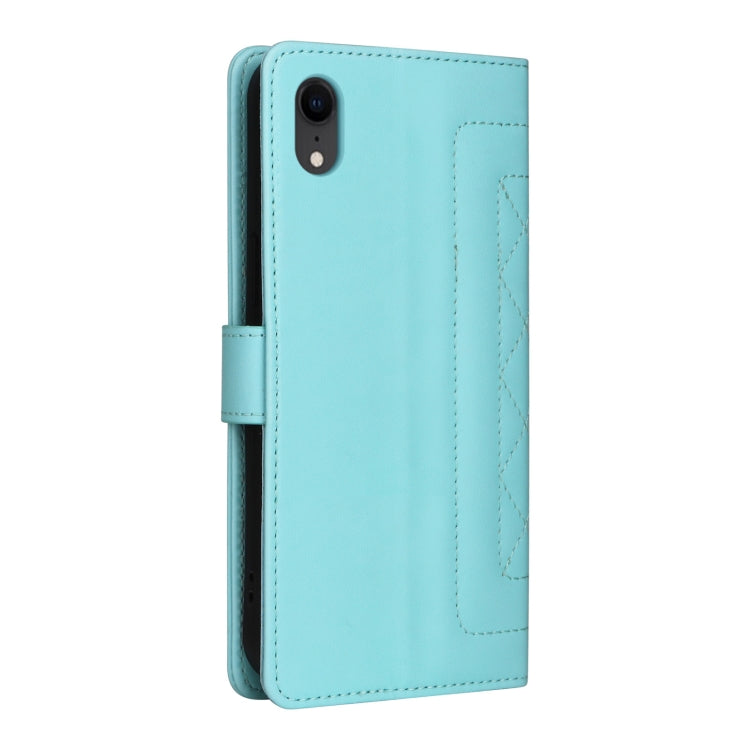 For iPhone XR Diamond Lattice Leather Flip Phone Case