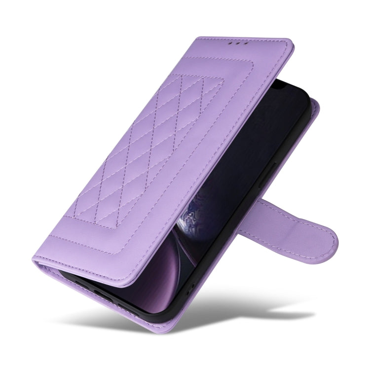 For iPhone XR Diamond Lattice Leather Flip Phone Case