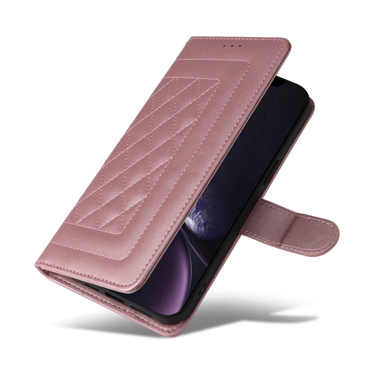 For iPhone XR Diamond Lattice Leather Flip Phone Case