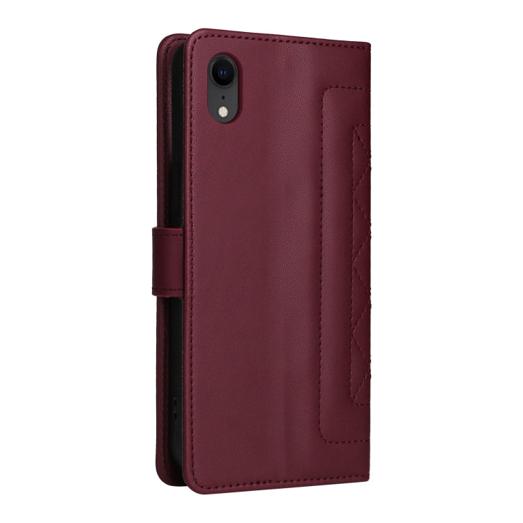 For iPhone XR Diamond Lattice Leather Flip Phone Case