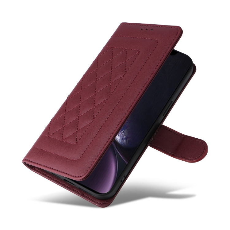 For iPhone XR Diamond Lattice Leather Flip Phone Case
