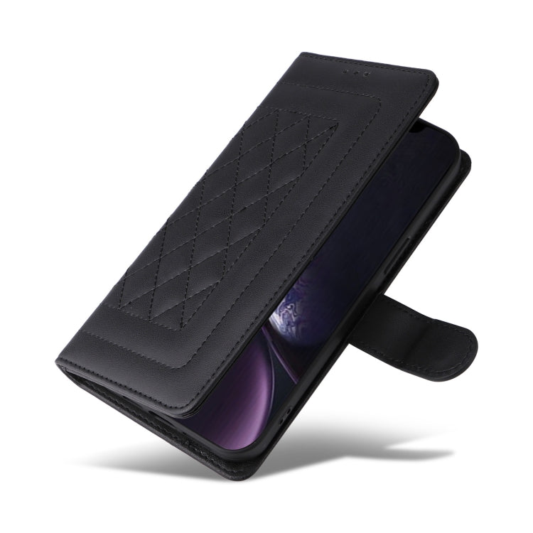 For iPhone XR Diamond Lattice Leather Flip Phone Case