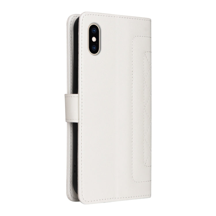 For iPhone XS / X Diamond Lattice Leather Flip Phone Case