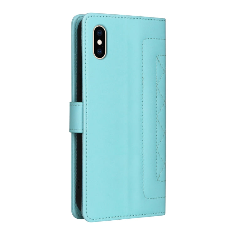 For iPhone XS / X Diamond Lattice Leather Flip Phone Case