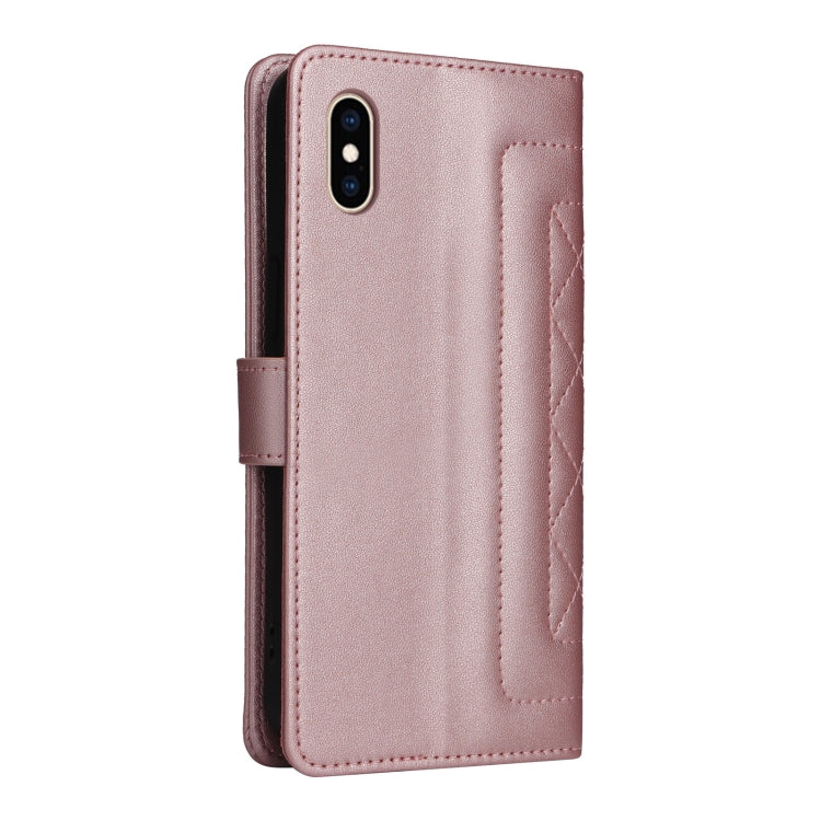 For iPhone XS / X Diamond Lattice Leather Flip Phone Case