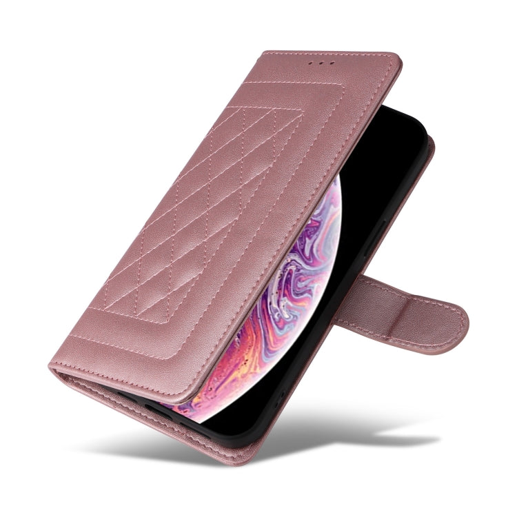 For iPhone XS / X Diamond Lattice Leather Flip Phone Case