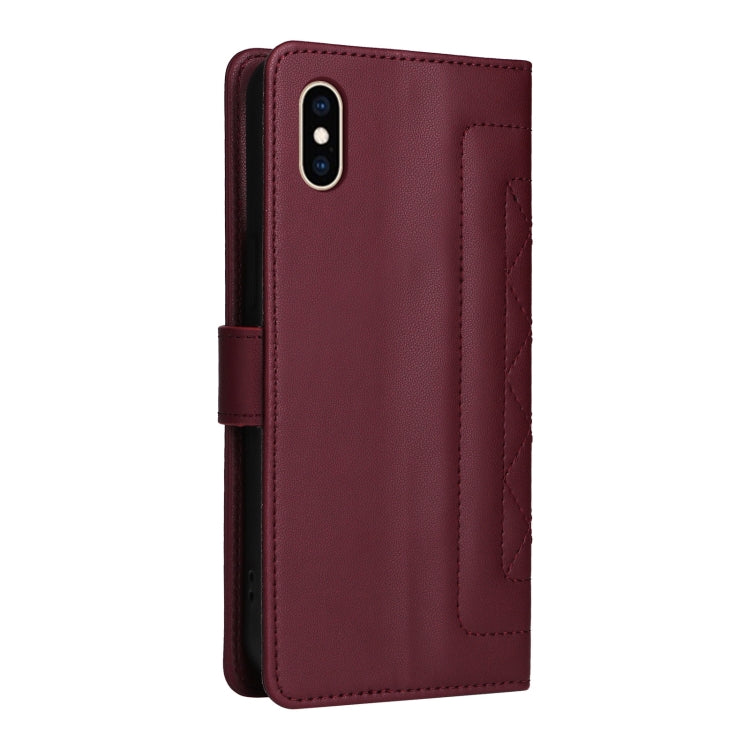For iPhone XS / X Diamond Lattice Leather Flip Phone Case