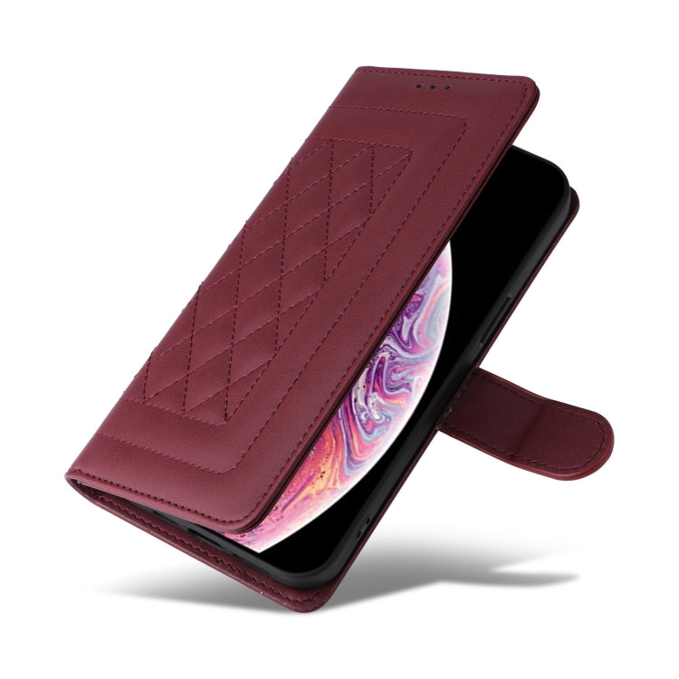 For iPhone XS / X Diamond Lattice Leather Flip Phone Case