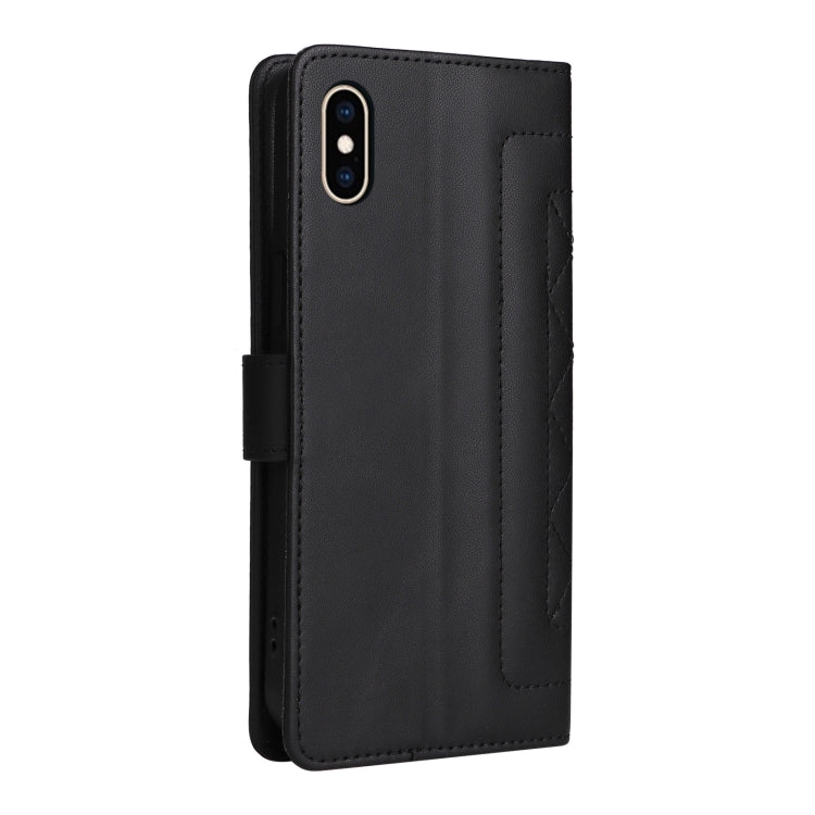 For iPhone XS / X Diamond Lattice Leather Flip Phone Case