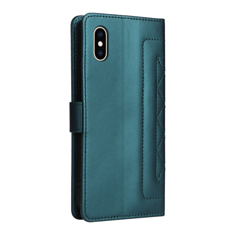 For iPhone XS / X Diamond Lattice Leather Flip Phone Case