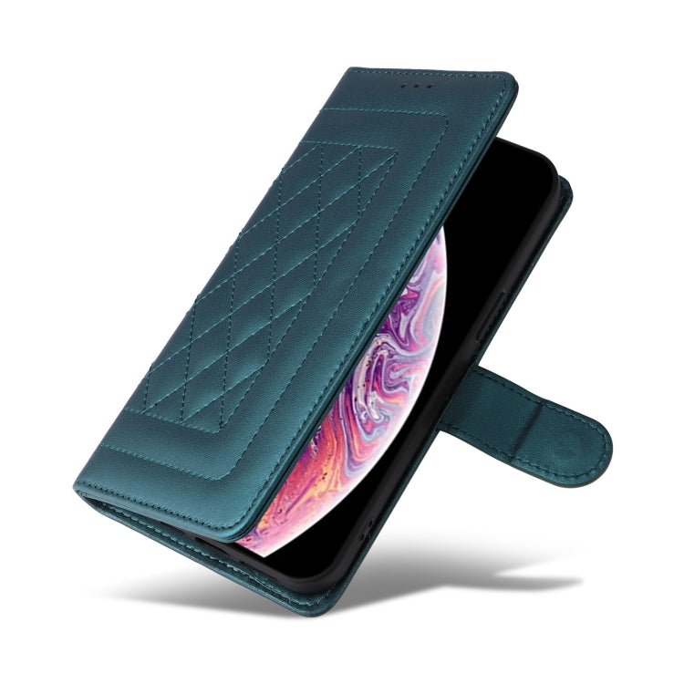 For iPhone XS / X Diamond Lattice Leather Flip Phone Case