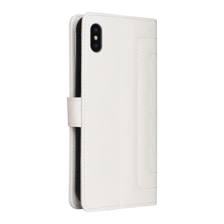 For iPhone XS Max Diamond Lattice Leather Flip Phone Case