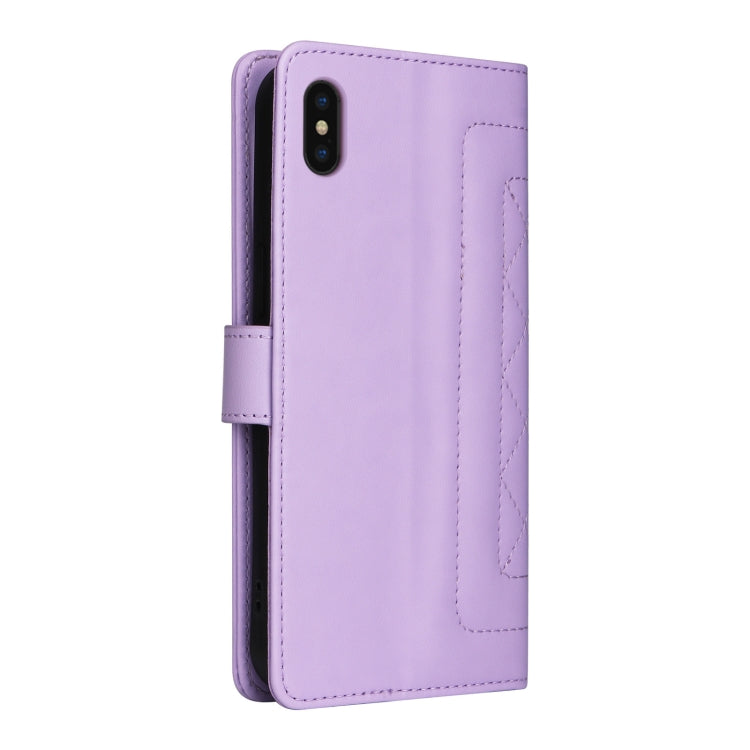 For iPhone XS Max Diamond Lattice Leather Flip Phone Case