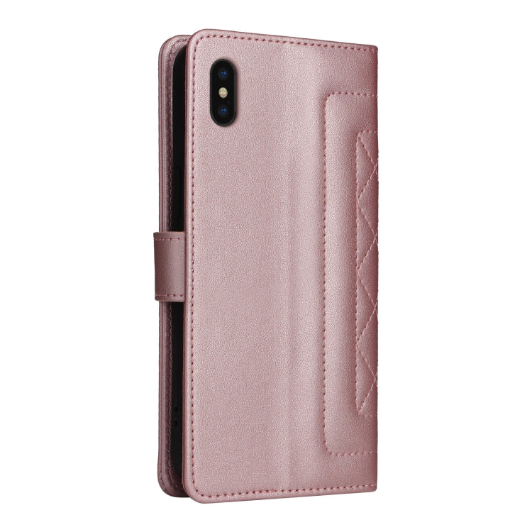For iPhone XS Max Diamond Lattice Leather Flip Phone Case