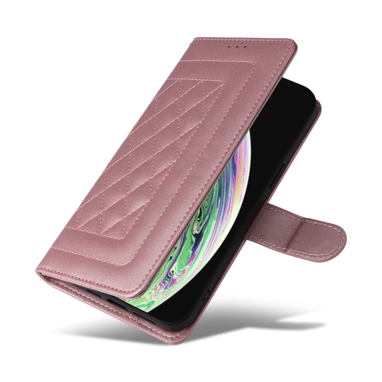 For iPhone XS Max Diamond Lattice Leather Flip Phone Case