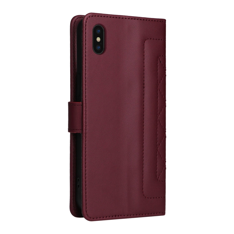 For iPhone XS Max Diamond Lattice Leather Flip Phone Case