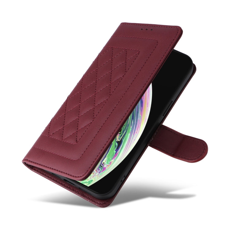 For iPhone XS Max Diamond Lattice Leather Flip Phone Case
