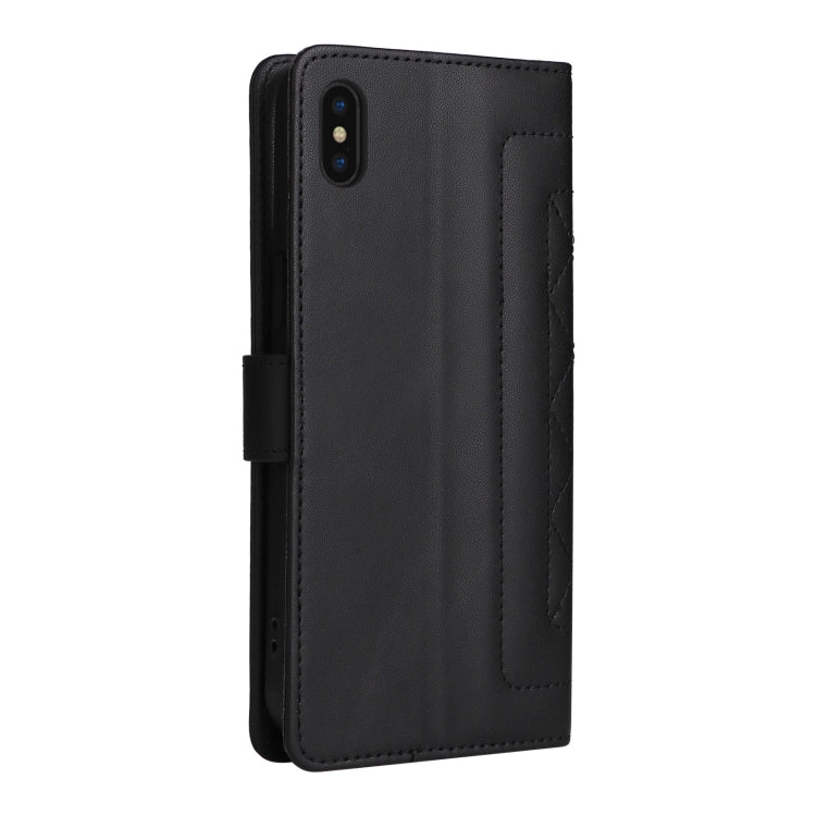 For iPhone XS Max Diamond Lattice Leather Flip Phone Case