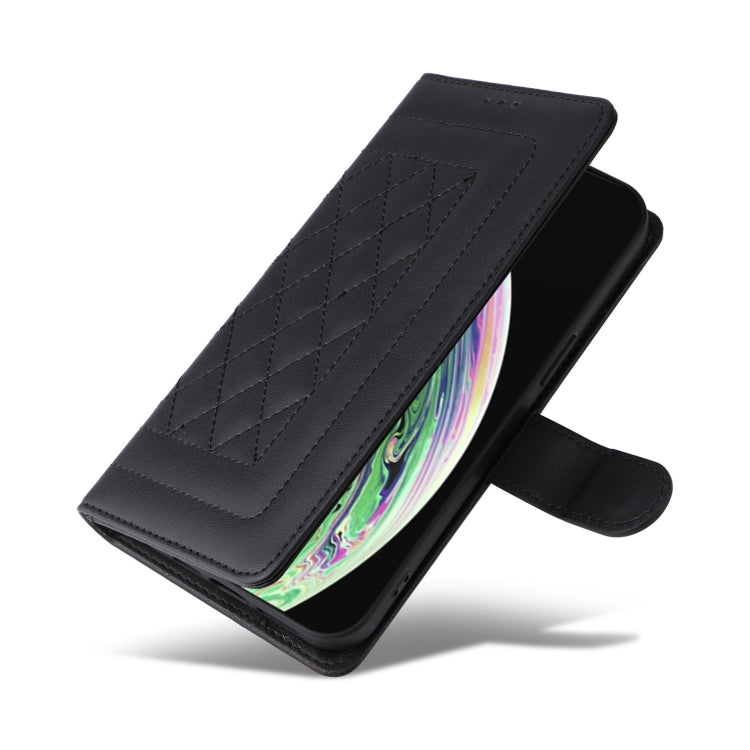 For iPhone XS Max Diamond Lattice Leather Flip Phone Case