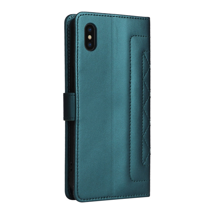For iPhone XS Max Diamond Lattice Leather Flip Phone Case