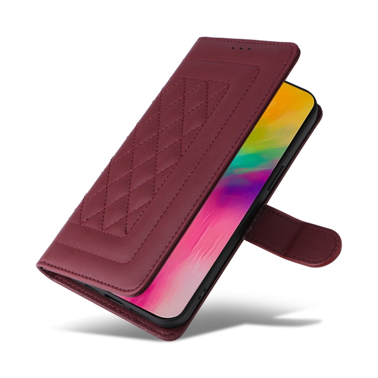 For iPhone 16 Diamond Lattice Leather Flip Phone Case