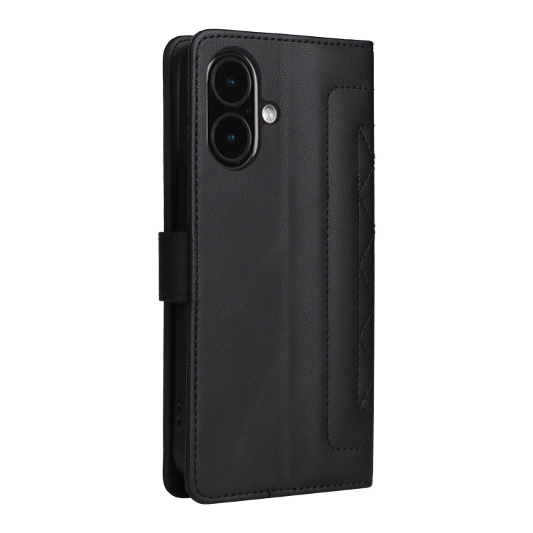 For iPhone 16 Plus Diamond Lattice Leather Flip Phone Case