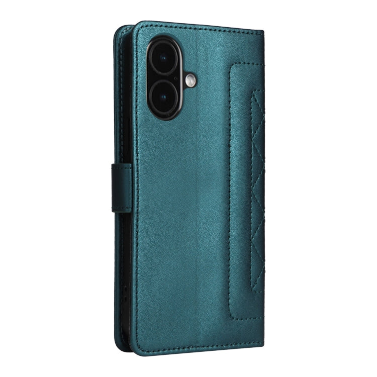 For iPhone 16 Plus Diamond Lattice Leather Flip Phone Case