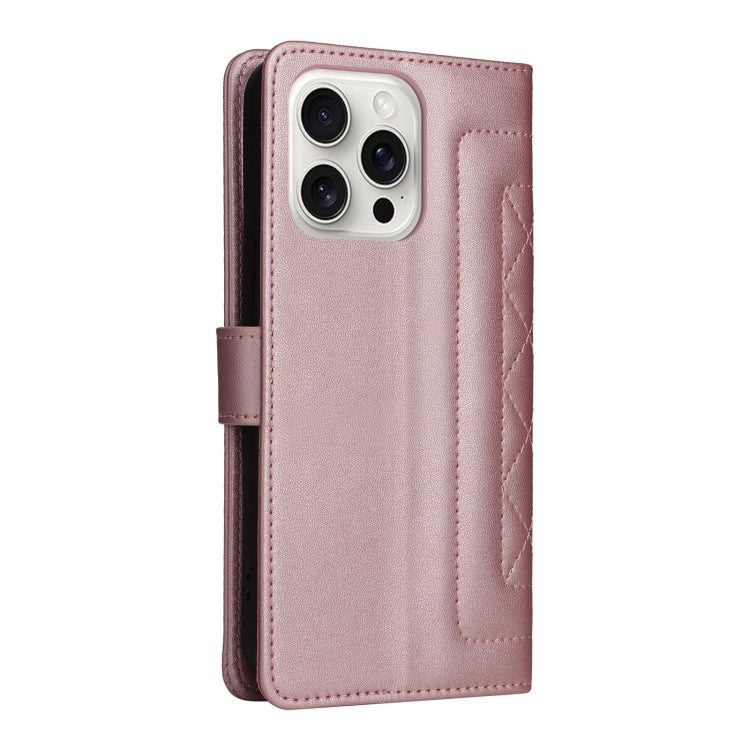 For iPhone 16 Pro Diamond Lattice Leather Flip Phone Case