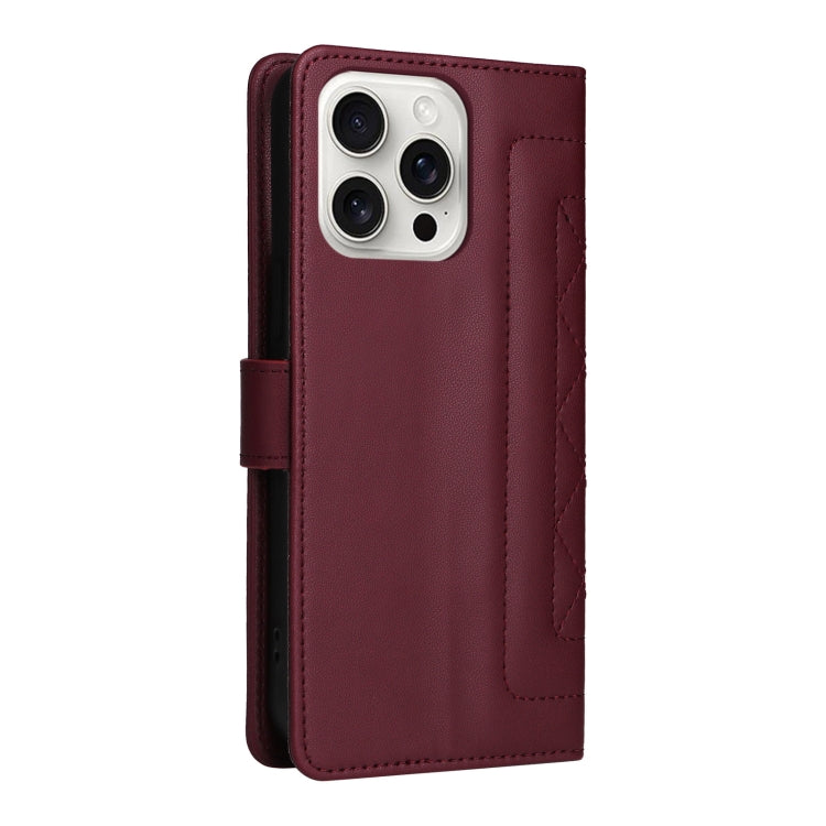 For iPhone 16 Pro Diamond Lattice Leather Flip Phone Case