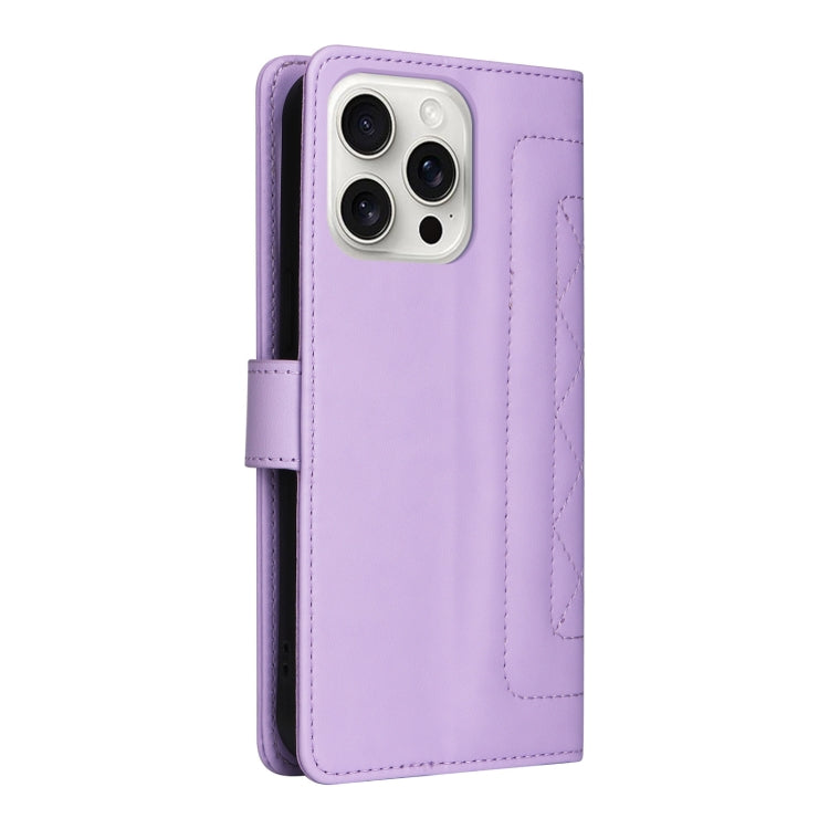 For iPhone 16 Pro Max Diamond Lattice Leather Flip Phone Case