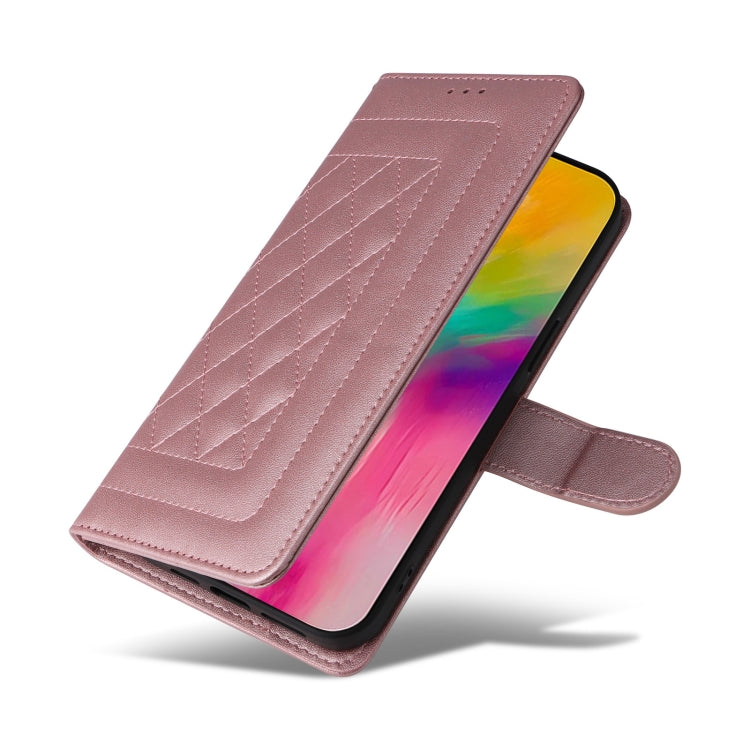 For iPhone 16 Pro Max Diamond Lattice Leather Flip Phone Case
