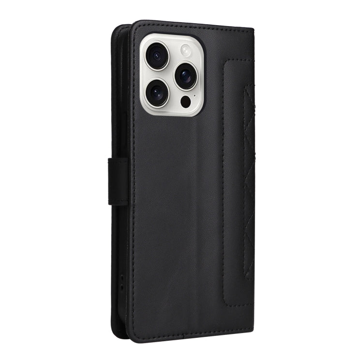For iPhone 16 Pro Max Diamond Lattice Leather Flip Phone Case