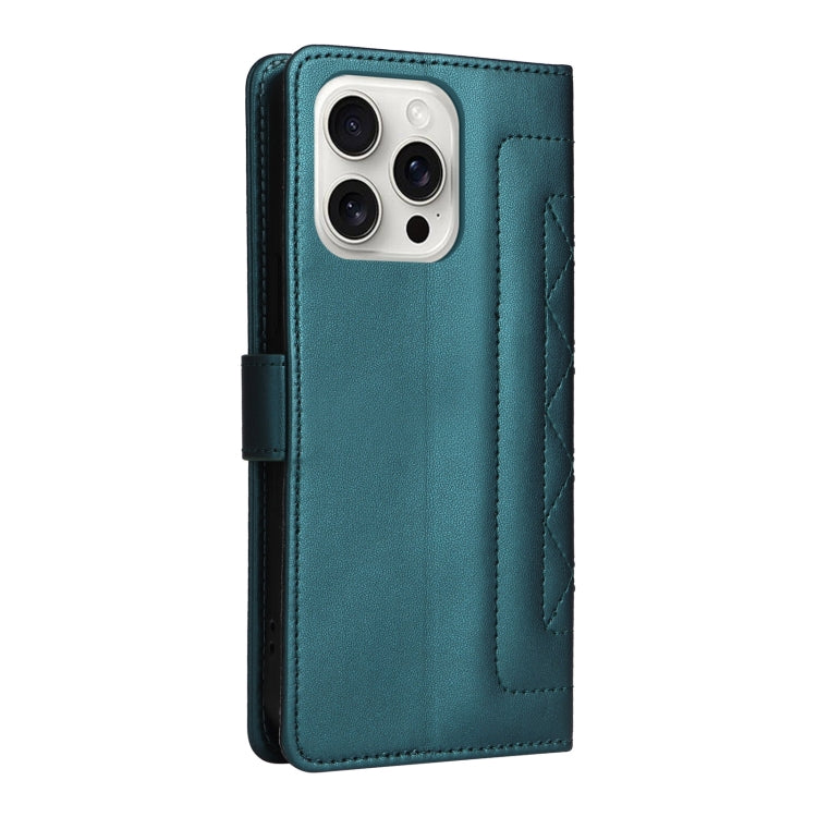 For iPhone 16 Pro Max Diamond Lattice Leather Flip Phone Case