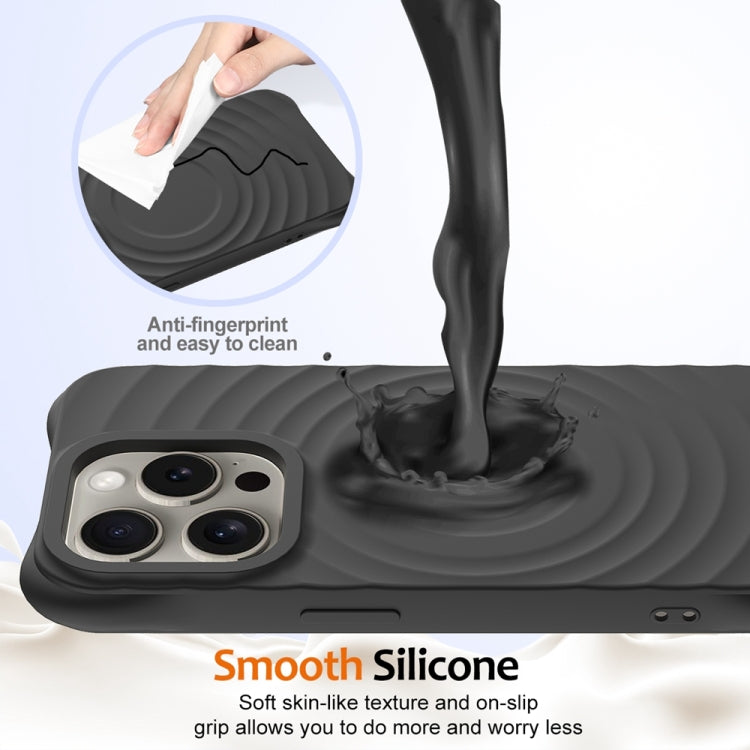 For iPhone 15 Pro Max Wave Texture MagSafe Magnetic Liquid Silicone Phone Case