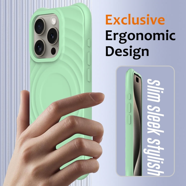 For iPhone 15 Pro Wave Texture MagSafe Magnetic Liquid Silicone Phone Case