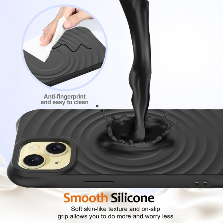 For iPhone 15 Plus Wave Texture MagSafe Magnetic Liquid Silicone Phone Case