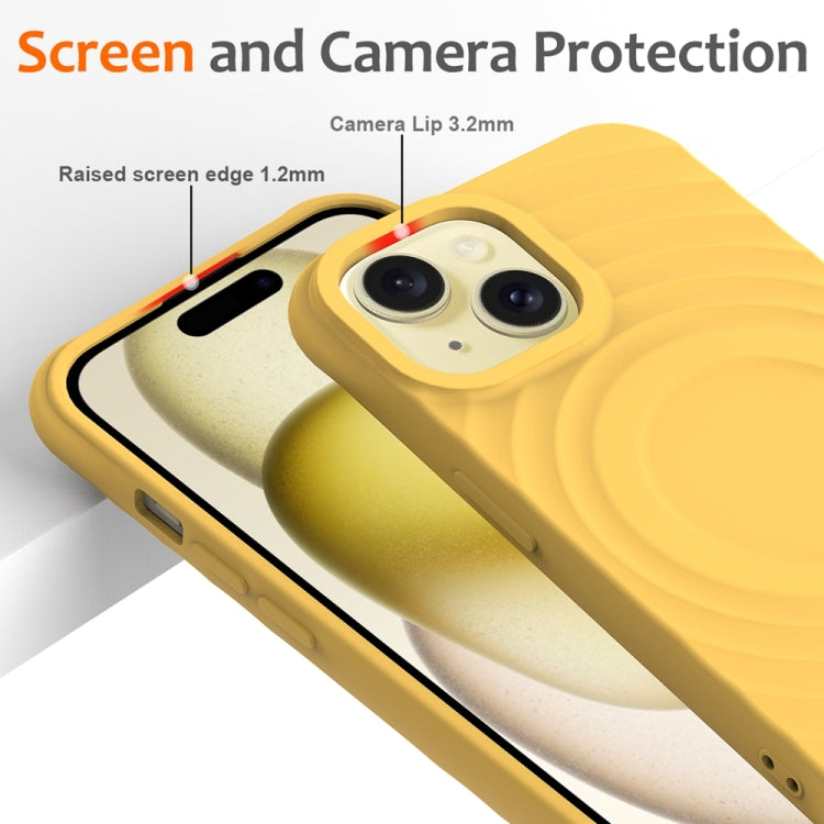 For iPhone 15 Wave Texture MagSafe Magnetic Liquid Silicone Phone Case