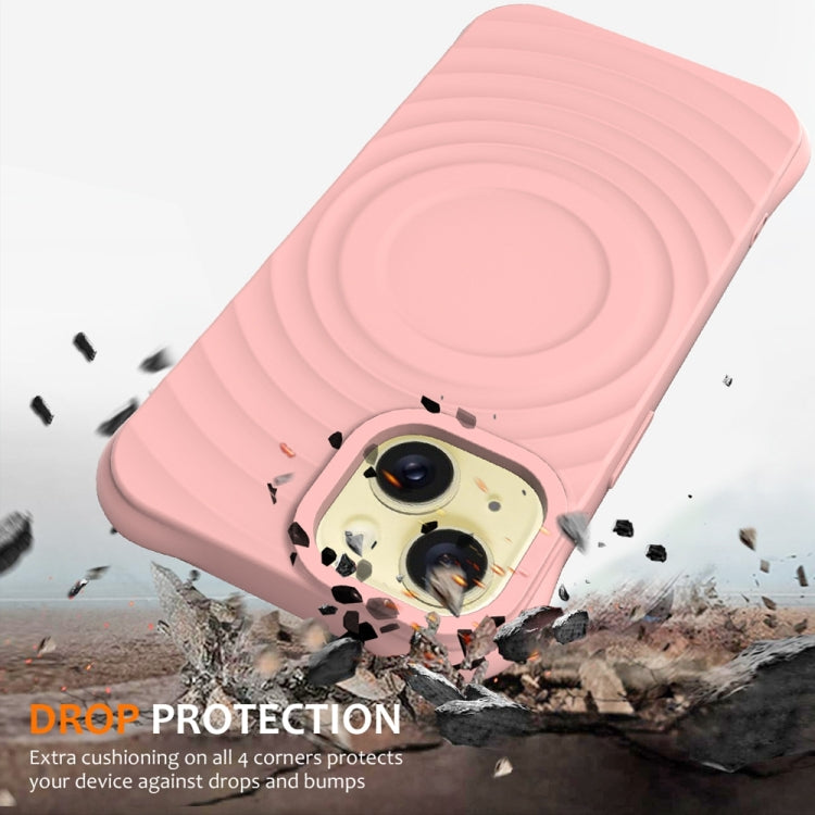 For iPhone 14 Plus Wave Texture MagSafe Magnetic Liquid Silicone Phone Case