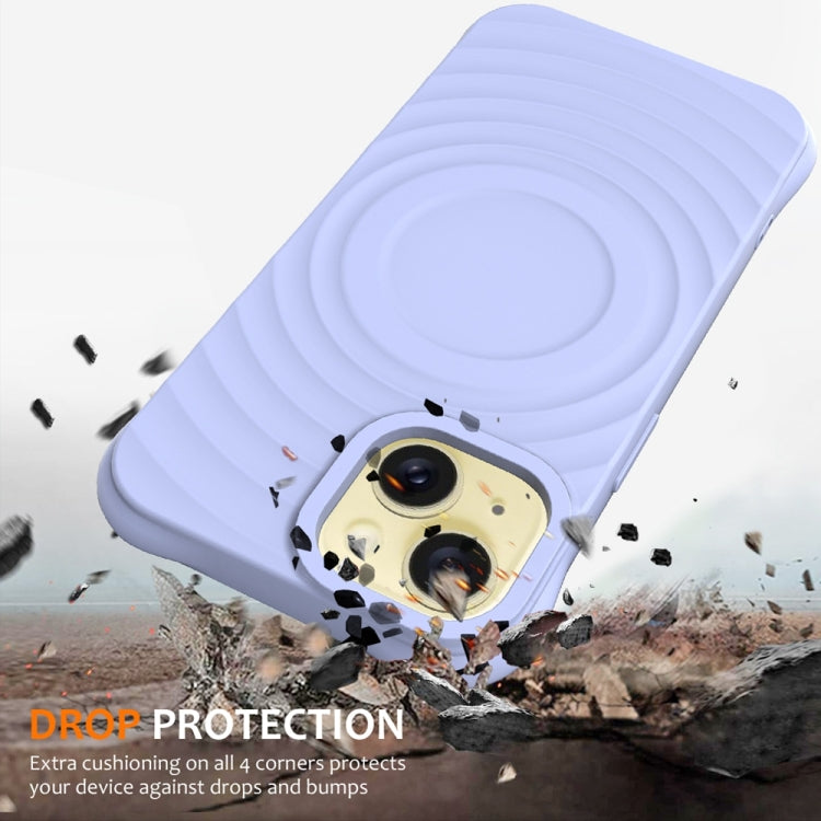 For iPhone 14 Plus Wave Texture MagSafe Magnetic Liquid Silicone Phone Case