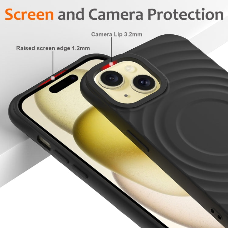 For iPhone 14 Wave Texture MagSafe Magnetic Liquid Silicone Phone Case