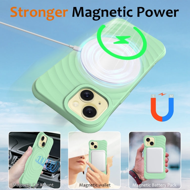 For iPhone 14 Wave Texture MagSafe Magnetic Liquid Silicone Phone Case