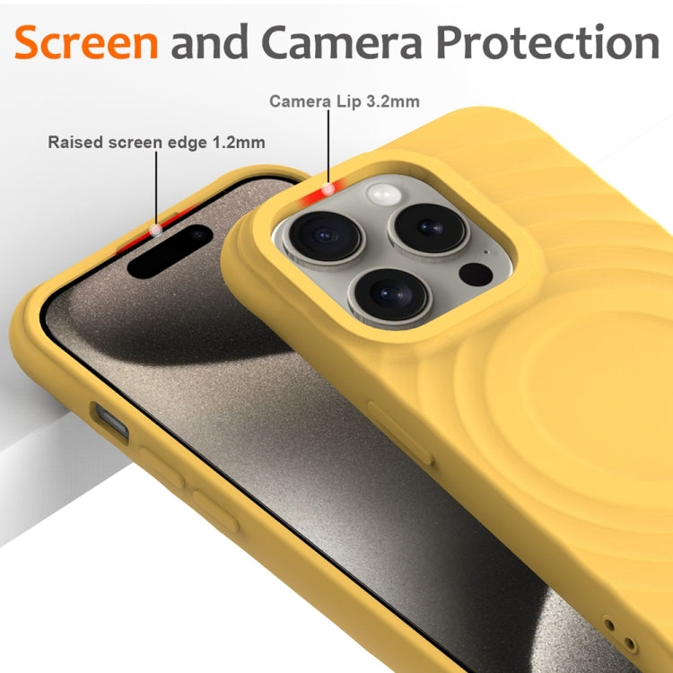 For iPhone 14 Pro Wave Texture MagSafe Magnetic Liquid Silicone Phone Case