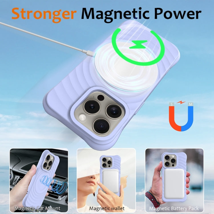For iPhone 14 Pro Wave Texture MagSafe Magnetic Liquid Silicone Phone Case