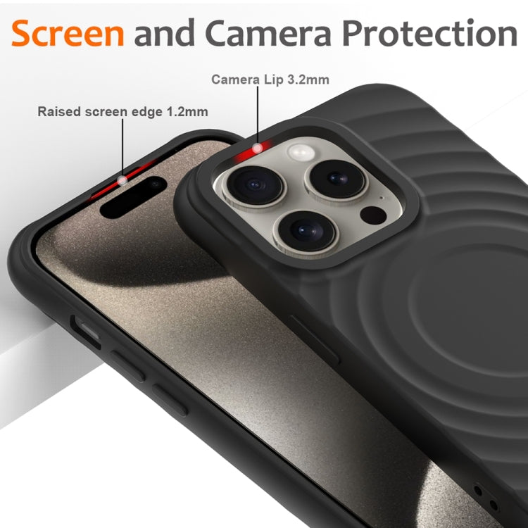 For iPhone 14 Pro Max Wave Texture MagSafe Magnetic Liquid Silicone Phone Case