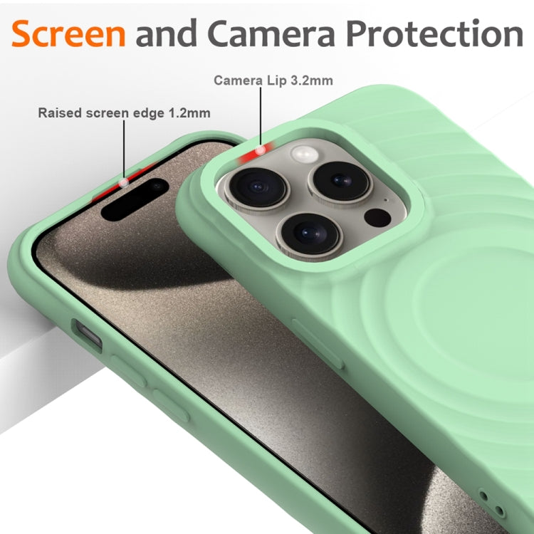For iPhone 14 Pro Max Wave Texture MagSafe Magnetic Liquid Silicone Phone Case