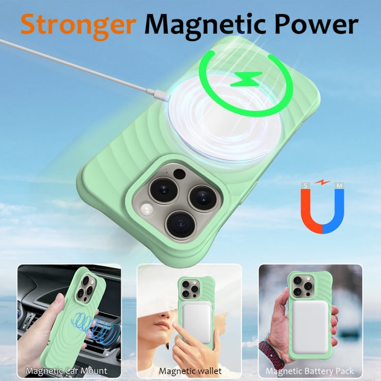 For iPhone 14 Pro Max Wave Texture MagSafe Magnetic Liquid Silicone Phone Case
