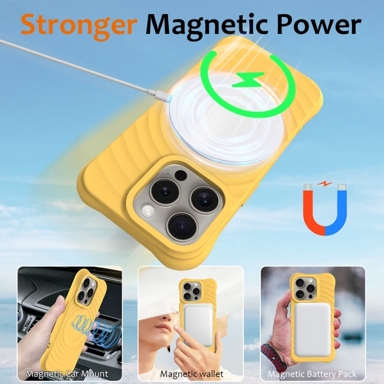 For iPhone 14 Pro Max Wave Texture MagSafe Magnetic Liquid Silicone Phone Case